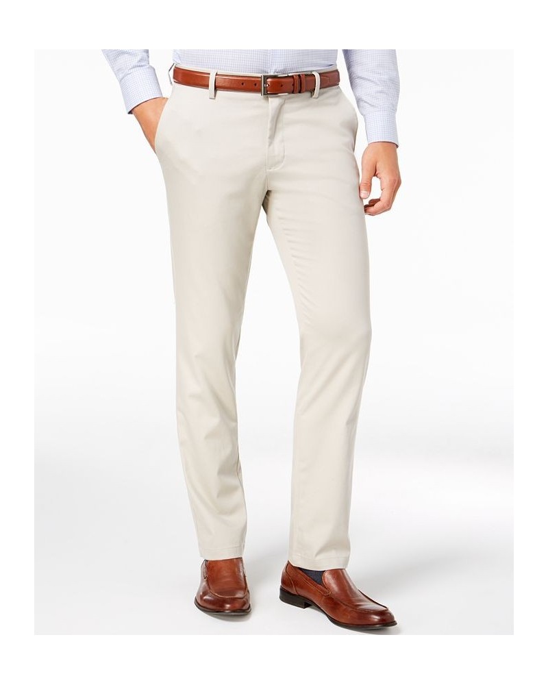 Men's Signature Lux Cotton Slim Fit Stretch Khaki Pants White $32.99 Pants