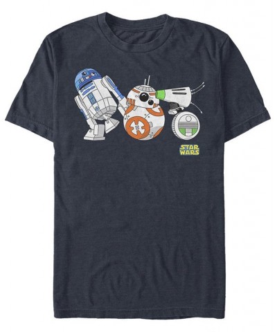 Men's Star Wars The Rise of Skywalker Droid Party Short Sleeve T-shirt Blue $18.89 T-Shirts