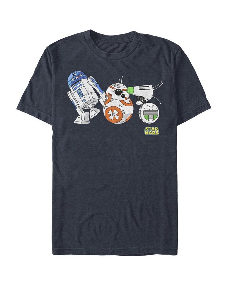 Men's Star Wars The Rise of Skywalker Droid Party Short Sleeve T-shirt Blue $18.89 T-Shirts