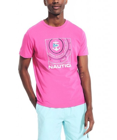 Men's Sustainably Crafted Compass Graphic T-Shirt Pink $20.03 T-Shirts