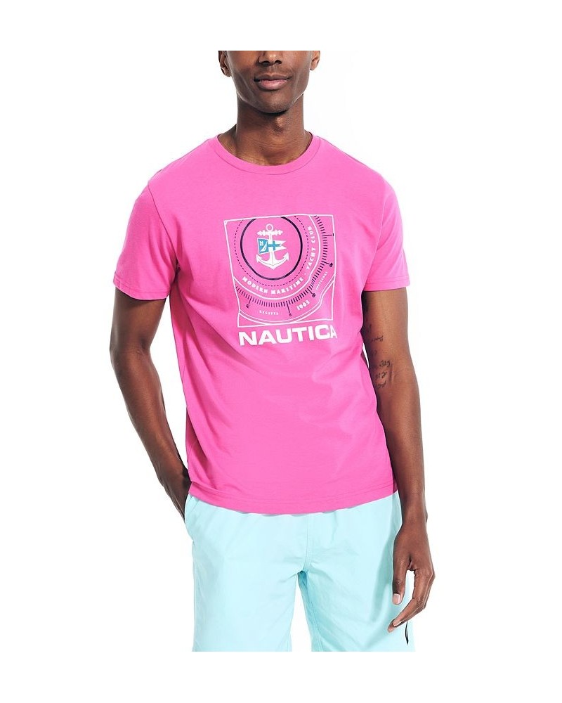 Men's Sustainably Crafted Compass Graphic T-Shirt Pink $20.03 T-Shirts