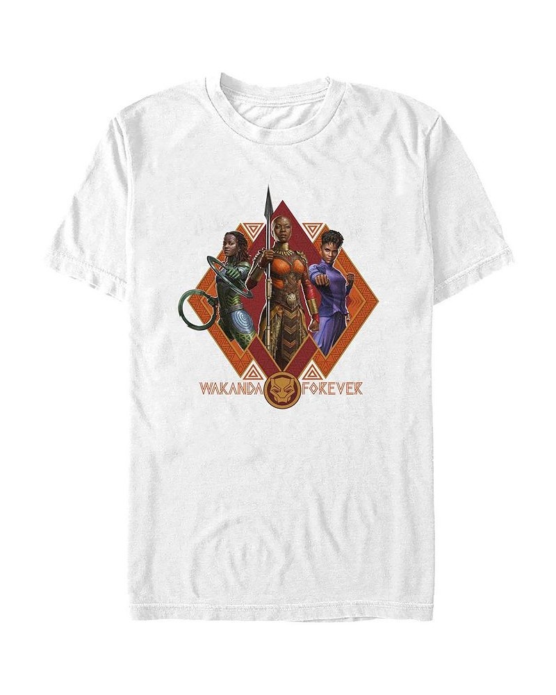 Men's Wakanda Forever Trio Short Sleeve T-shirt White $15.75 T-Shirts