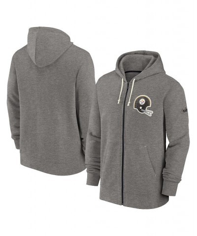 Men's Heather Charcoal Pittsburgh Steelers Historic Lifestyle Full-Zip Hoodie $42.75 Sweatshirt