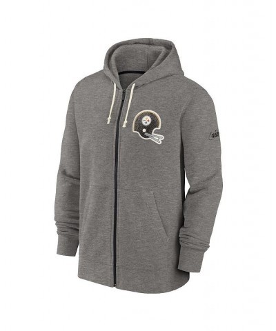 Men's Heather Charcoal Pittsburgh Steelers Historic Lifestyle Full-Zip Hoodie $42.75 Sweatshirt