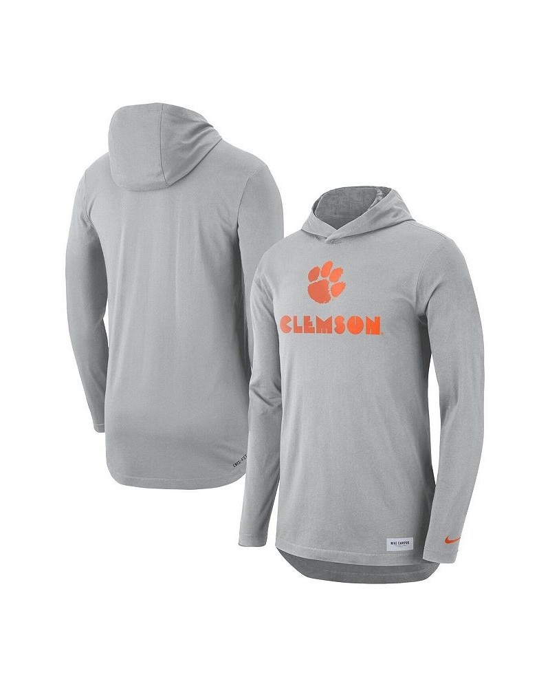 Men's Gray Clemson Tigers Campus Performance Hoodie Long Sleeve T-shirt $30.00 T-Shirts