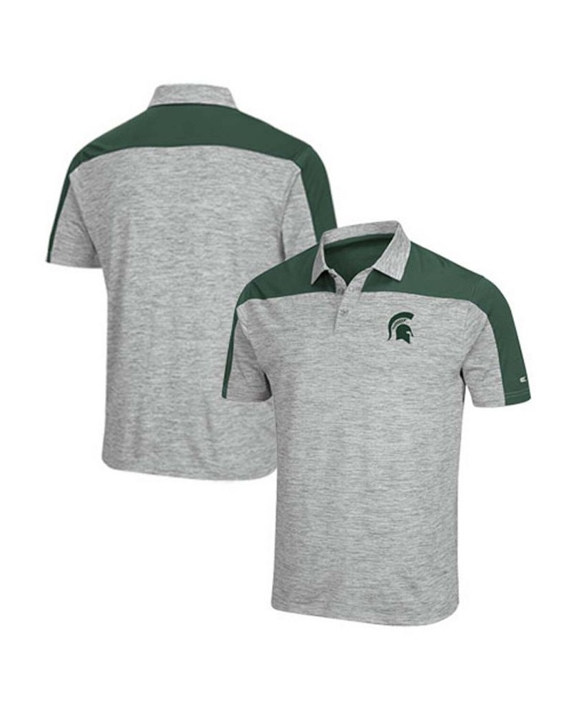 Men's Gray-Green Michigan State Spartans Einstein Polo $25.36 Polo Shirts