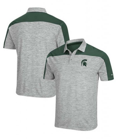 Men's Gray-Green Michigan State Spartans Einstein Polo $25.36 Polo Shirts