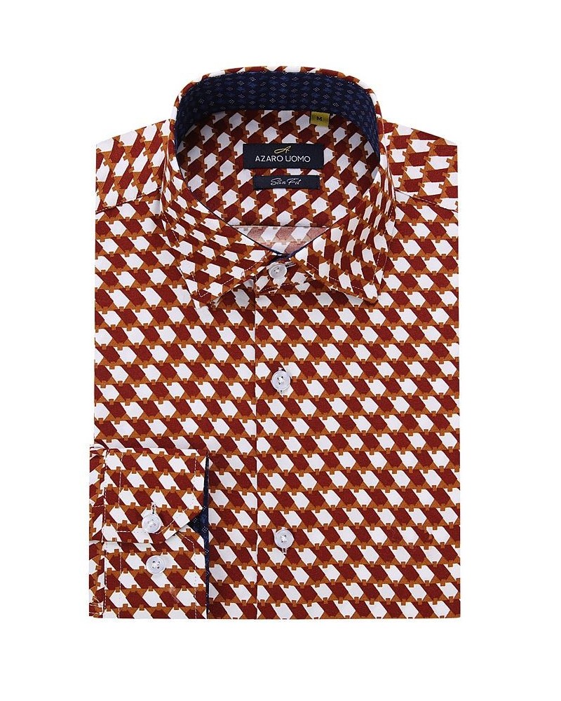 Men's Business Geometric Long Sleeve Button Down Shirt Multi $16.80 Dress Shirts