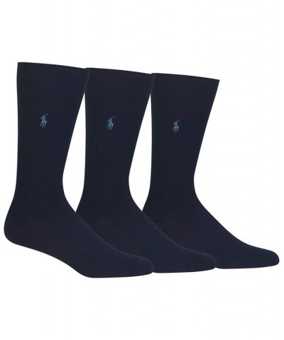 Men's 3 Pack Ribbed Dress Socks Blue $19.72 Socks