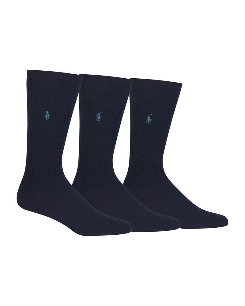 Men's 3 Pack Ribbed Dress Socks Blue $19.72 Socks