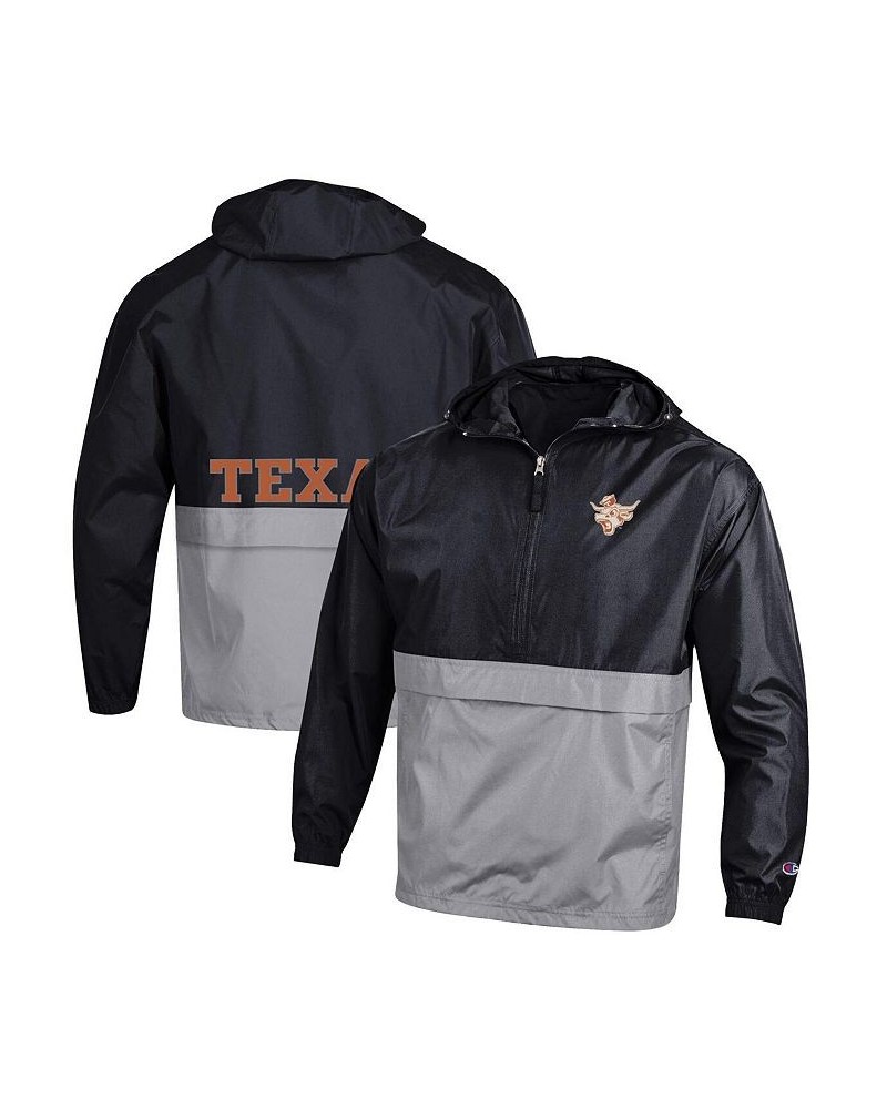 Men's Black Texas Longhorns Throwback Logo Color Blocked Packable Half-Zip Pullover Hoodie $30.80 Jackets