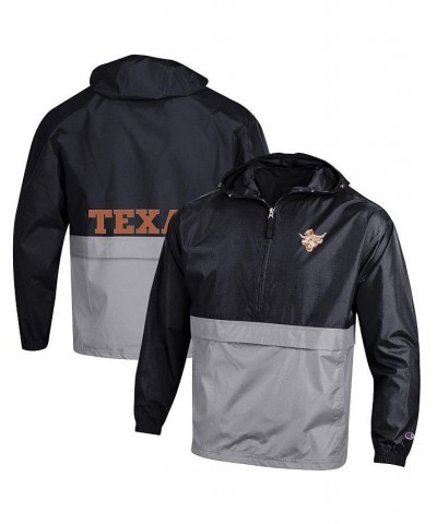 Men's Black Texas Longhorns Throwback Logo Color Blocked Packable Half-Zip Pullover Hoodie $30.80 Jackets