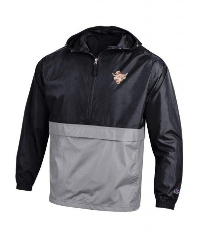 Men's Black Texas Longhorns Throwback Logo Color Blocked Packable Half-Zip Pullover Hoodie $30.80 Jackets