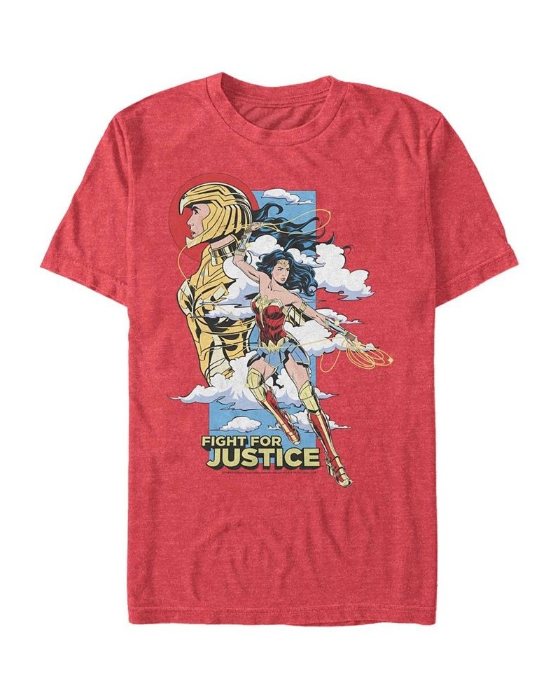 Men's Wonder Woman Fight For Justice Short Sleeve T-shirt Red $18.89 T-Shirts