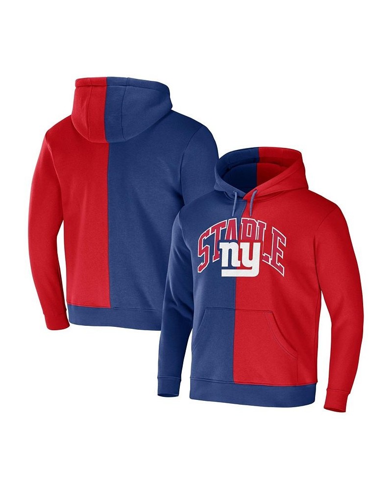 Men's NFL X Staple Blue, Red New York Giants Split Logo Pullover Hoodie $27.72 Sweatshirt