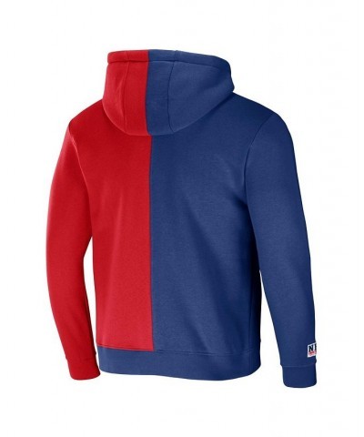 Men's NFL X Staple Blue, Red New York Giants Split Logo Pullover Hoodie $27.72 Sweatshirt