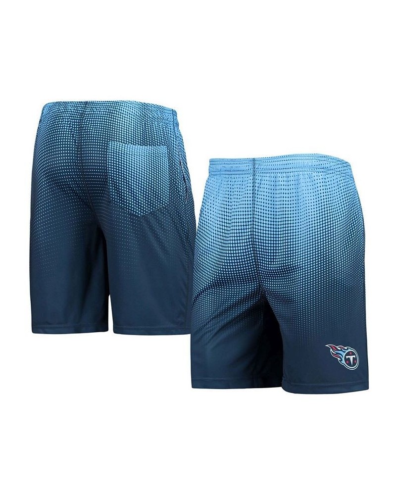 Men's Navy and Light Blue Tennessee Titans Pixel Gradient Training Shorts $20.24 Shorts