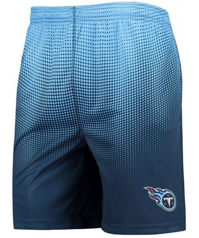 Men's Navy and Light Blue Tennessee Titans Pixel Gradient Training Shorts $20.24 Shorts