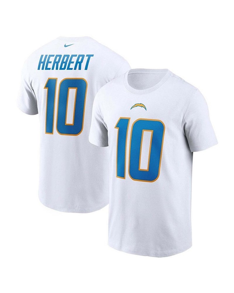 Men's Justin Herbert White Los Angeles Chargers Name and Number T-shirt $27.49 T-Shirts