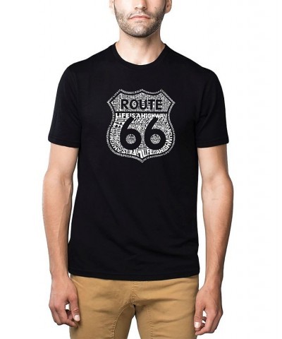 Men's Premium Word Art - Route 66 Life Is A Highway T-shirt Black $22.50 T-Shirts