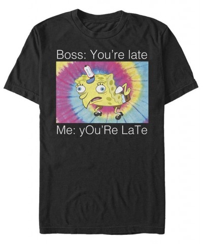 Men's You Are Late Short Sleeve Crew T-shirt Black $14.70 T-Shirts