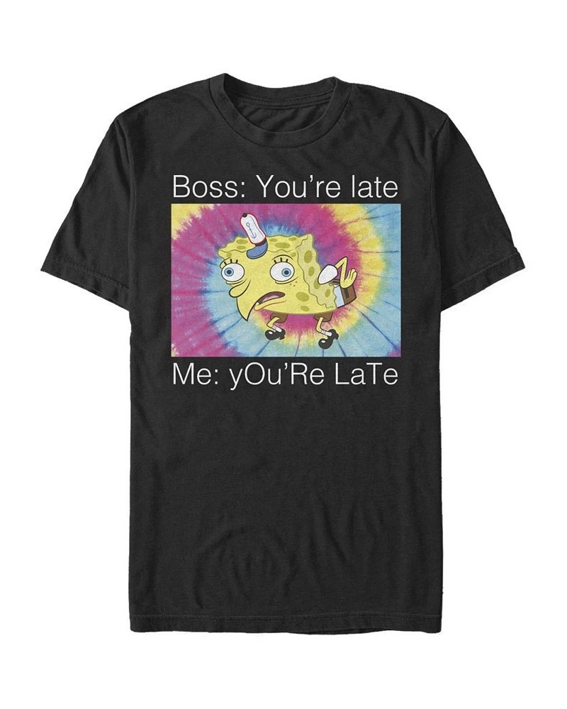 Men's You Are Late Short Sleeve Crew T-shirt Black $14.70 T-Shirts