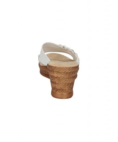 Women's Tuscany Gessica Wedge Sandals White $32.20 Shoes