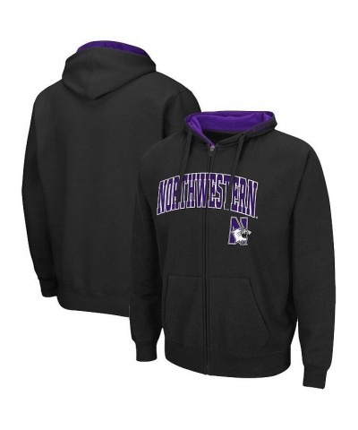 Men's Black Northwestern Wildcats Arch & Logo 3.0 Full-Zip Hoodie $28.80 Sweatshirt