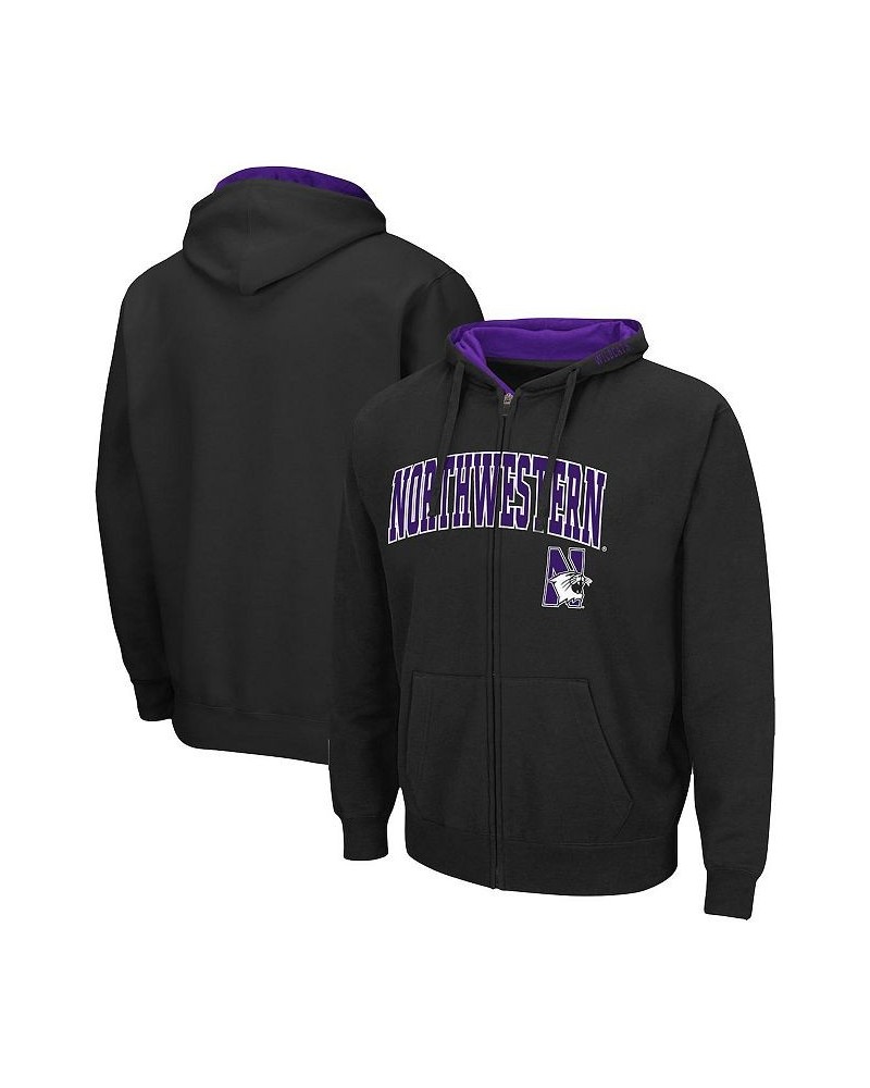 Men's Black Northwestern Wildcats Arch & Logo 3.0 Full-Zip Hoodie $28.80 Sweatshirt