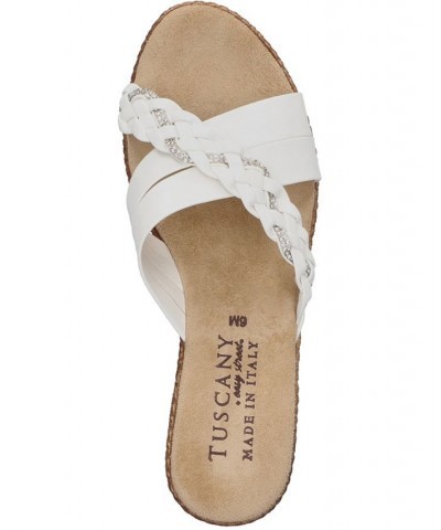 Women's Tuscany Gessica Wedge Sandals White $32.20 Shoes