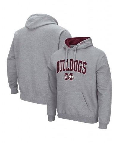 Men's Heathered Gray Mississippi State Bulldogs Arch and Logo 3.0 Pullover Hoodie $33.59 Sweatshirt