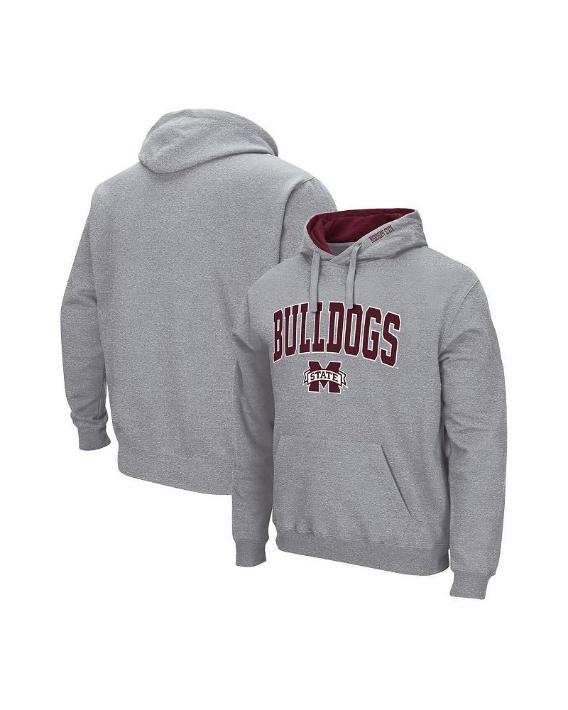 Men's Heathered Gray Mississippi State Bulldogs Arch and Logo 3.0 Pullover Hoodie $33.59 Sweatshirt