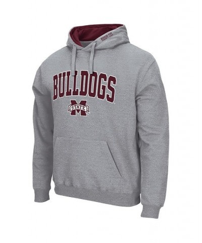 Men's Heathered Gray Mississippi State Bulldogs Arch and Logo 3.0 Pullover Hoodie $33.59 Sweatshirt