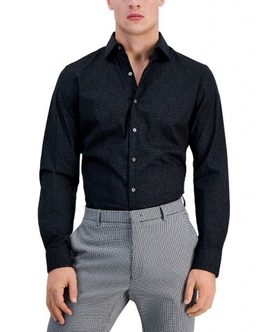 Men's Slim-Fit Performance Stretch Floral-Print Dress Shirt Black $22.10 Dress Shirts