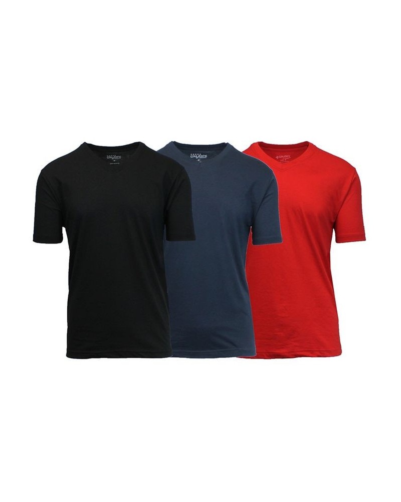 Men's Short Sleeve V-Neck T-shirt, Pack of 3 Black-Navy-Red Brown $23.20 T-Shirts