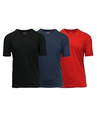 Men's Short Sleeve V-Neck T-shirt, Pack of 3 Black-Navy-Red Brown $23.20 T-Shirts