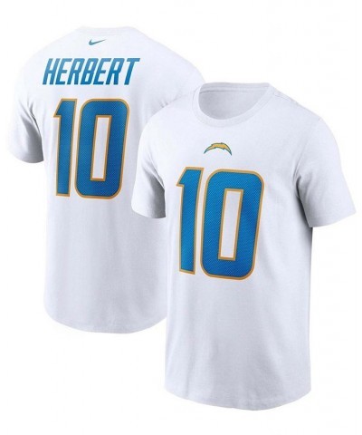 Men's Justin Herbert White Los Angeles Chargers Name and Number T-shirt $27.49 T-Shirts