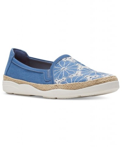 Women's Elaina Harbor Embroidered Jute-Trimmed Flats Blue $45.00 Shoes