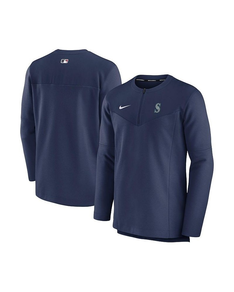 Men's Navy Seattle Mariners Authentic Collection Game Time Performance Half-Zip Top $51.29 T-Shirts