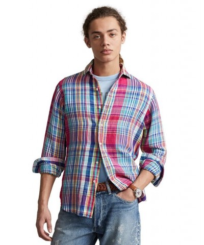 Men's Classic-Fit Plaid Linen-Cotton Shirt Multi $79.00 Shirts