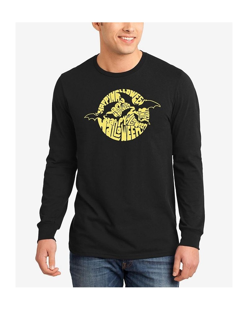 Men's Halloween Bats Word Art Long Sleeve T-shirt Black $20.00 T-Shirts