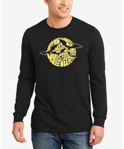 Men's Halloween Bats Word Art Long Sleeve T-shirt Black $20.00 T-Shirts