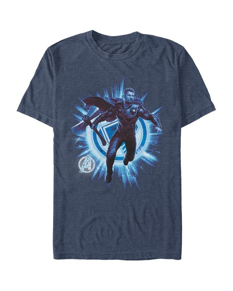 Marvel Men's Avengers Endgame Thor Lightning Action Pose, Short Sleeve T-shirt Blue $18.19 T-Shirts