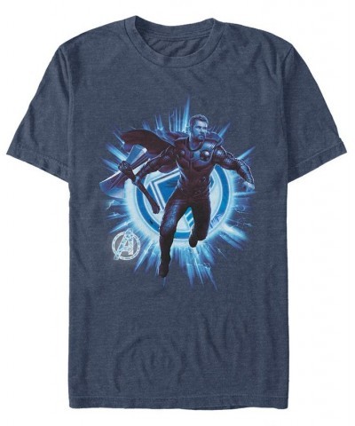 Marvel Men's Avengers Endgame Thor Lightning Action Pose, Short Sleeve T-shirt Blue $18.19 T-Shirts