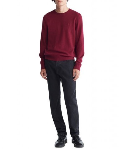 Men's Regular-Fit Merino Wool Crewneck Sweater Red $20.35 Sweaters