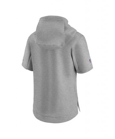 Men's Heathered Gray Denver Broncos Sideline Showout Short Sleeve Full-Zip Hoodie Jacket $57.60 Jackets