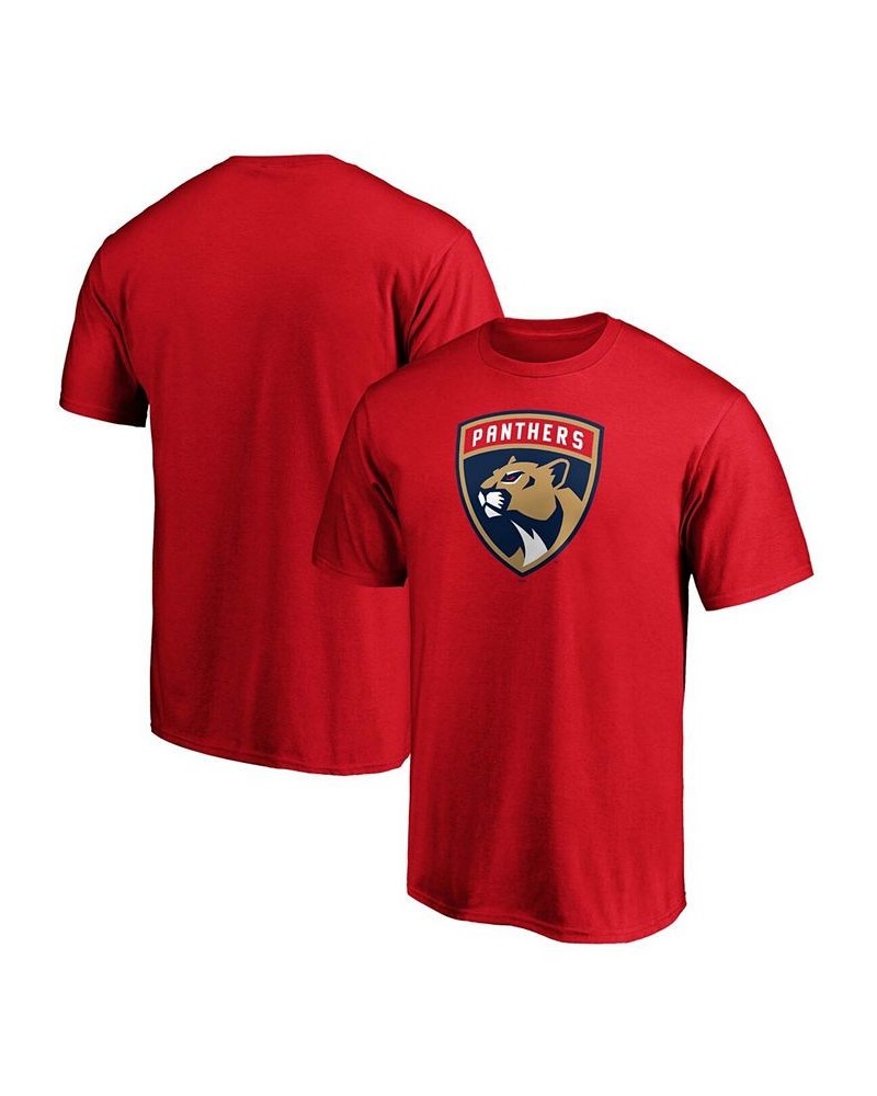 Men's Red Florida Panthers Team Primary Logo T-shirt $13.33 T-Shirts