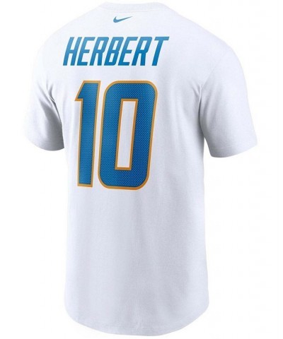 Men's Justin Herbert White Los Angeles Chargers Name and Number T-shirt $27.49 T-Shirts