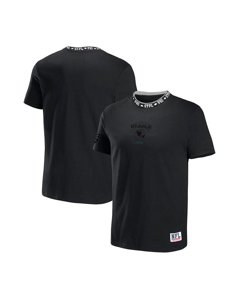 Men's NFL X Staple Black Philadelphia Eagles Embroidered Fundementals Globe Short Sleeve T-shirt $22.79 T-Shirts