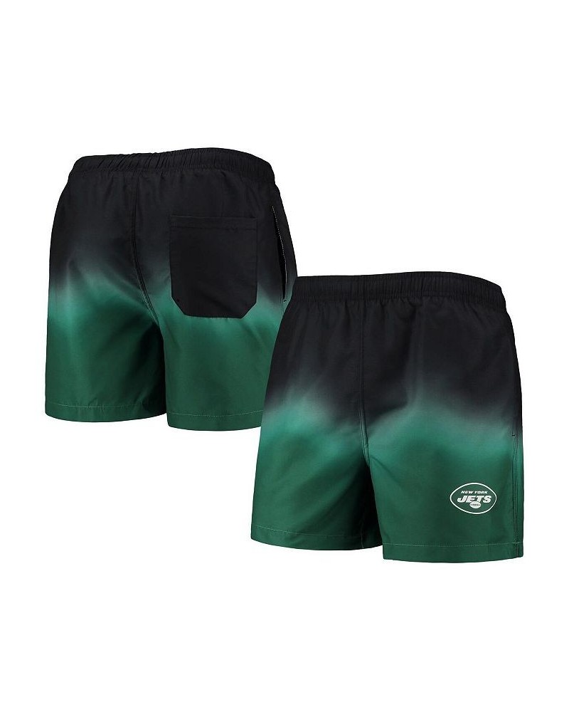 Men's Black, Green New York Jets Dip-Dye Swim Shorts $22.36 Swimsuits